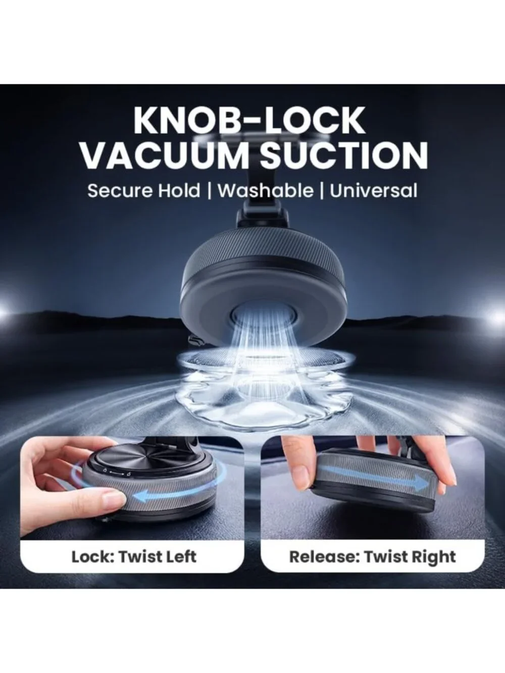2-in-1 Magnetic Car Phone Holder with Suction Mount & 360° Adjustable Stand